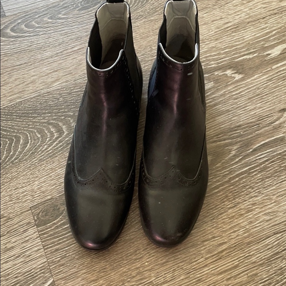 Black leather booties